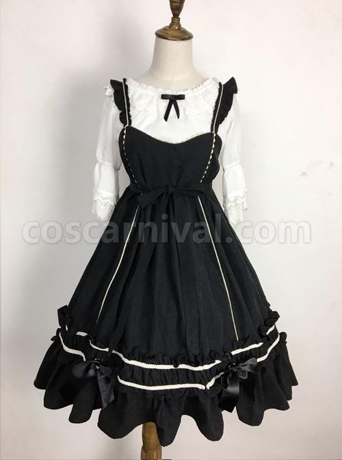 Black-Elegant-Bowknot-Classic-Lolita-Sling-Dress-coscarnival-3506