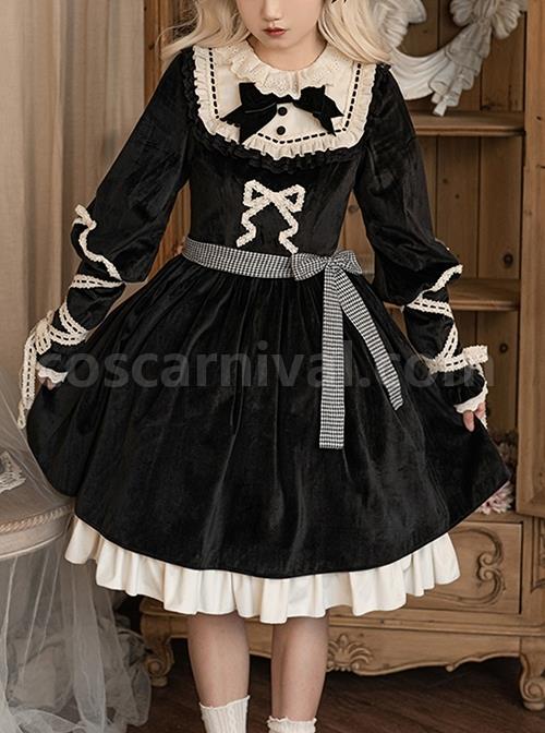 Black-Elegant-Winter-Plush-Two-Wear-Cloak-Lace-Decorate-Thick-Velvet-Classic-Lolita-Long-Sleeve-Dress-Set-coscarnival-3497