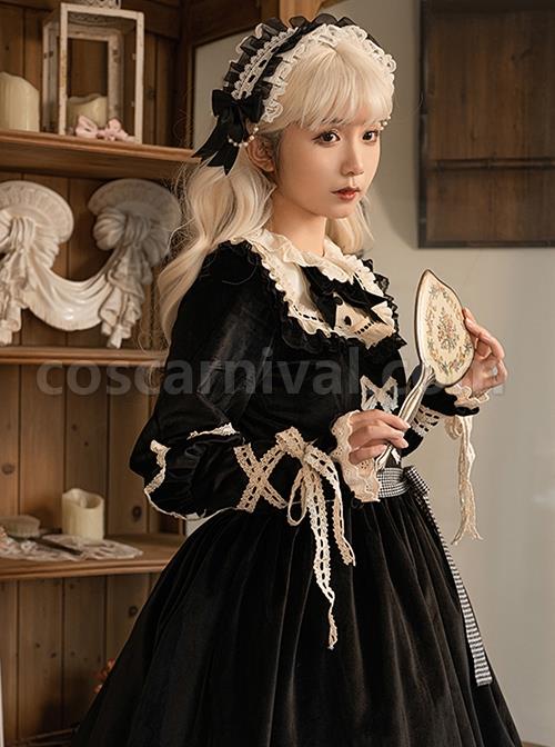 Black-Elegant-Winter-Plush-Two-Wear-Cloak-Lace-Decorate-Thick-Velvet-Classic-Lolita-Long-Sleeve-Dress-Set-coscarnival-3523