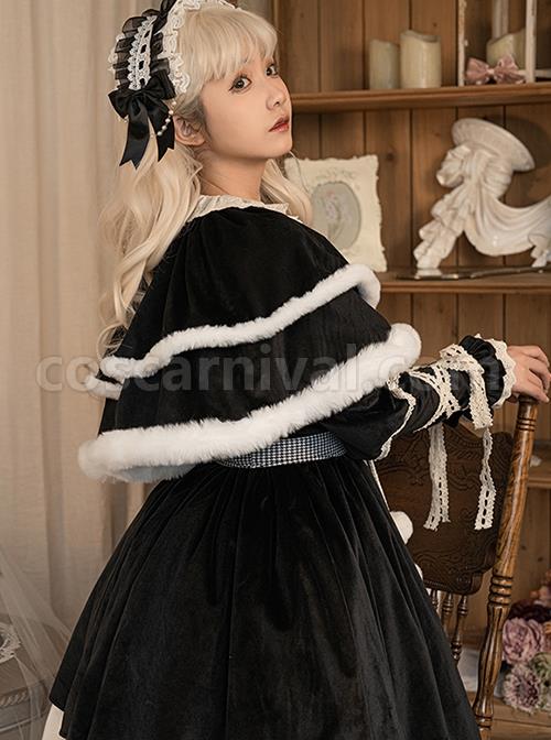 Black-Elegant-Winter-Plush-Two-Wear-Cloak-Lace-Decorate-Thick-Velvet-Classic-Lolita-Long-Sleeve-Dress-Set-coscarnival-3534