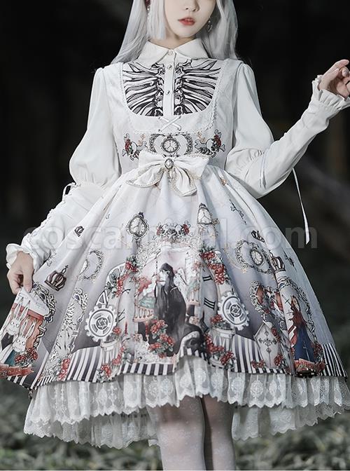 Black Fairy Tale Series JSK Darkness Printing Retro Gothic Lolita Sling Dress coscarnival