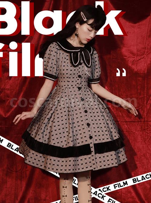 Black-Film-Series-OP-Retro-Modern-Girl-Classic-Lolita-Short-Sleeve-Dress-coscarnival-1427