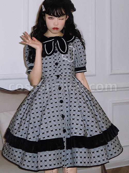Black-Film-Series-OP-Retro-Modern-Girl-Classic-Lolita-Short-Sleeve-Dress-coscarnival-1443