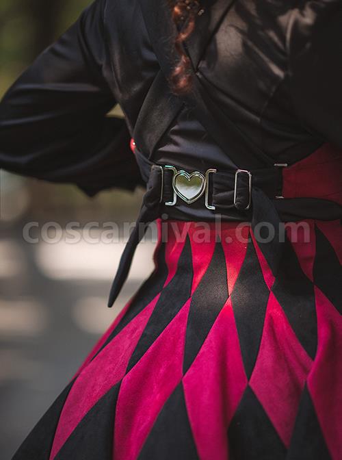 Black Forest Series Halloween Style Rhombus Red And Black Plaid Design Double Row Metal Buttons Classic Lolita Vest coscarnival