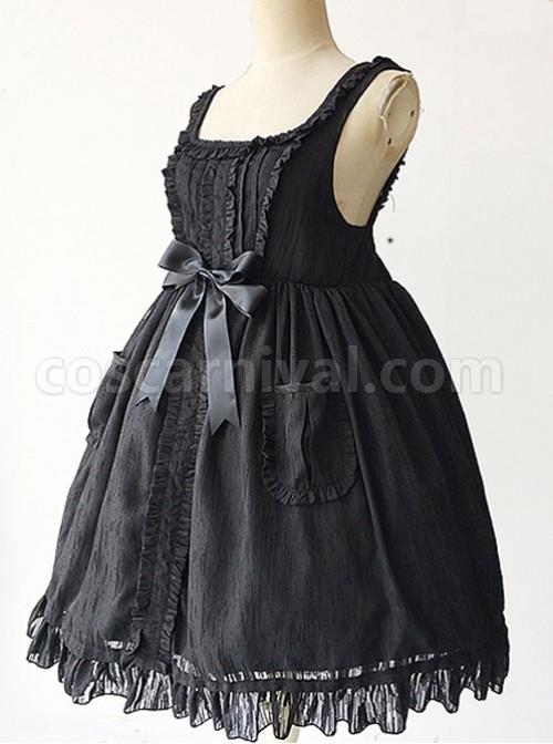 Black Lace Jacquard Cotton Cotton Material Waisted Doll Dress coscarnival