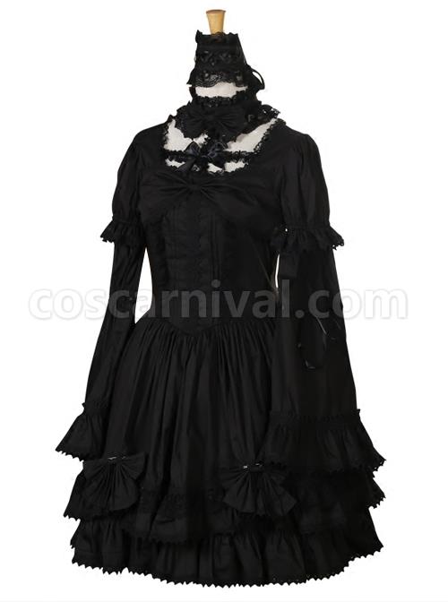 Black Long Sleeves Lace Gothic Lolita Dress coscarnival
