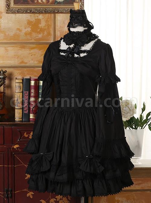 Black Long Sleeves Lace Gothic Lolita Dress coscarnival