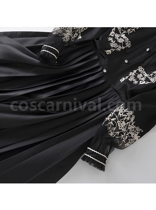 Black-Retro-Embroidery-Standing-Collar-Classic-Lolita-Long-Sleeve-Dress-coscarnival-3669