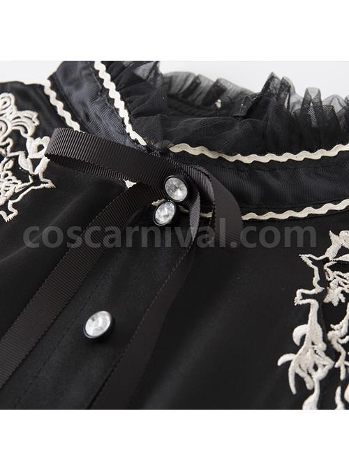 Black-Retro-Embroidery-Standing-Collar-Classic-Lolita-Long-Sleeve-Dress-coscarnival-3677