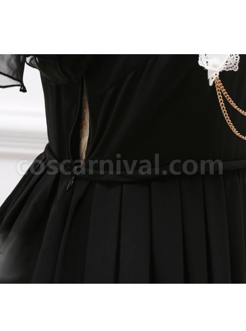 Black Short Sleeves Crucifix Gothic Lolita Dress coscarnival