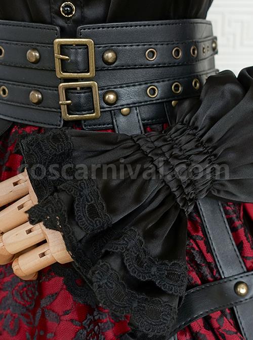 Black Simple Daily Lotus Leaf Neckline Design Gothic Lolita Long Sleeve Shirt coscarnival