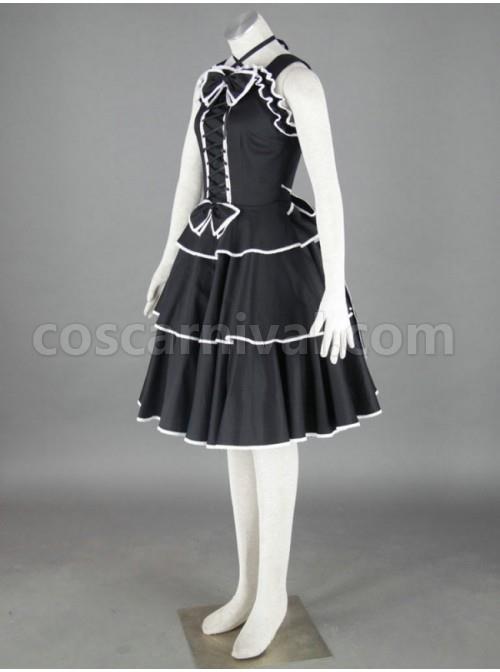 Black Sleeveless Cotton Gothic Lolita Dress coscarnival