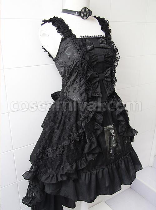 Black Sleeveless Halter Gothic Punk Lolita Dress coscarnival