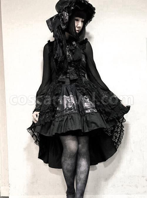 Black Sleeveless Halter Gothic Punk Lolita Dress coscarnival