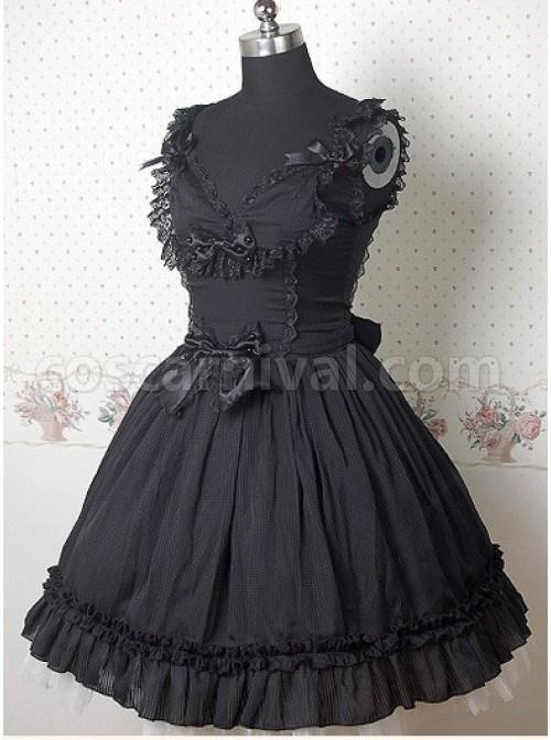 Black-Sleeveless-V-neck-Frills-Bow-Lolita-Dress-coscarnival-62