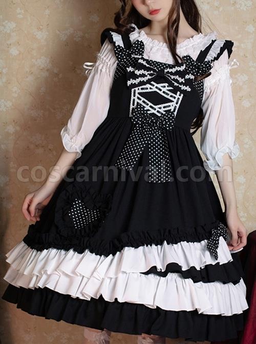 Black-Sugar-Sweetheart-Series-Black-White-Sweet-Cool-Girl-Polka-Dot-Simple-Asymmetrical-Hem-Classic-Lolita-Sleeveless-Dress-coscarnival-3464