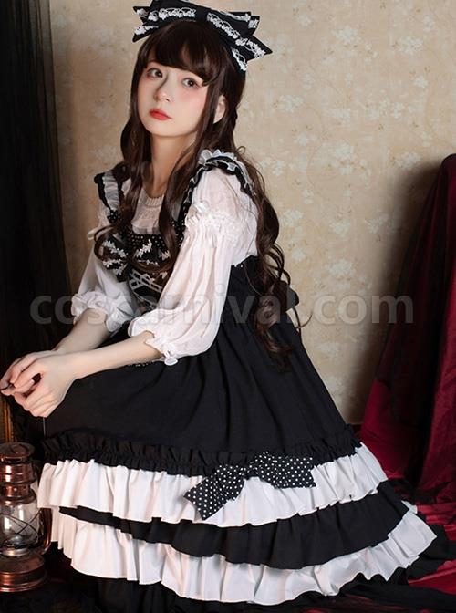 Black-Sugar-Sweetheart-Series-Black-White-Sweet-Cool-Girl-Polka-Dot-Simple-Asymmetrical-Hem-Classic-Lolita-Sleeveless-Dress-coscarnival-3490