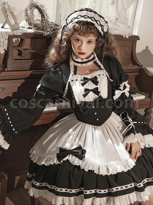Black-White-Elegant-Maid-Bubble-Flare-Sleeves-Bow-Knot-Decorate-Lace-Classic-Lolita-Sleeveless-Dress-Set-coscarnival-1811