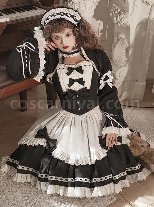 Black-White-Elegant-Maid-Bubble-Flare-Sleeves-Bow-Knot-Decorate-Lace-Classic-Lolita-Sleeveless-Dress-Set-coscarnival-1816