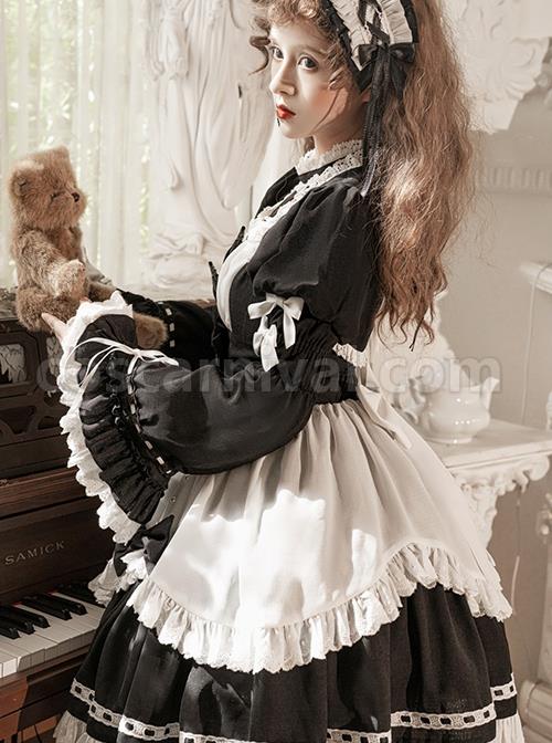 Black-White-Elegant-Maid-Bubble-Flare-Sleeves-Bow-Knot-Decorate-Lace-Classic-Lolita-Sleeveless-Dress-Set-coscarnival-1825