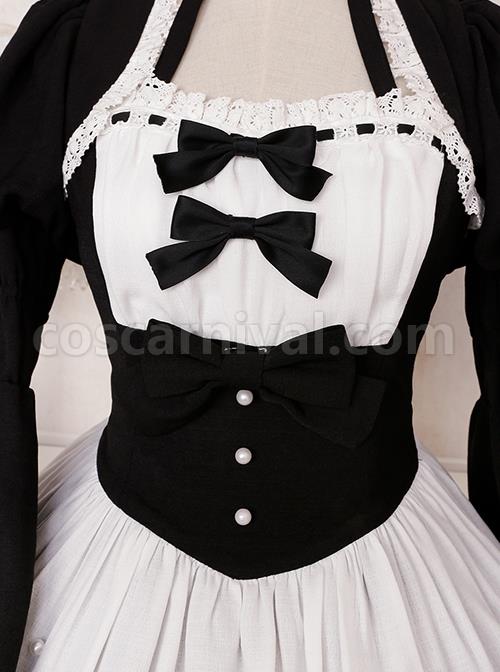 Black-White-Elegant-Maid-Bubble-Flare-Sleeves-Bow-Knot-Decorate-Lace-Classic-Lolita-Sleeveless-Dress-Set-coscarnival-1831