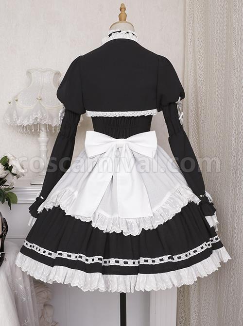Black-White-Elegant-Maid-Bubble-Flare-Sleeves-Bow-Knot-Decorate-Lace-Classic-Lolita-Sleeveless-Dress-Set-coscarnival-1861