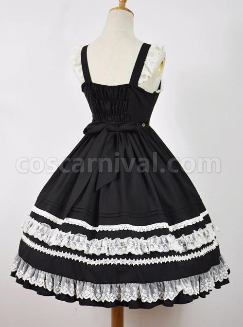Black-and-White-Sleeveless-Lace-Bow-Classic-Lolita-Dress-coscarnival-1032