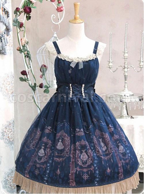 Blue-Lace-Trimmed-Straps-Waist-Dress-coscarnival-5239
