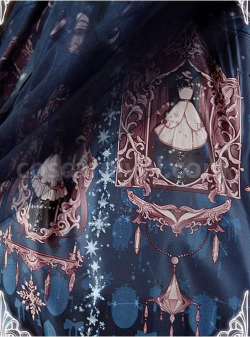 Blue-Lace-Trimmed-Straps-Waist-Dress-coscarnival-5252