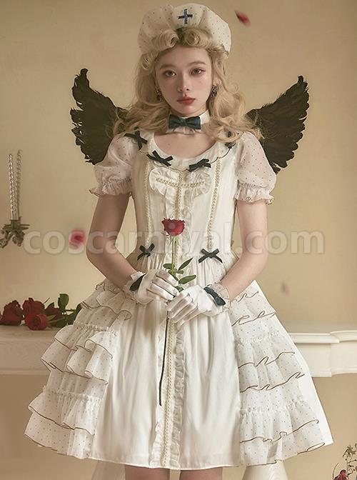 Bow-Petal-Collar-Polka-Dot-Chiffon-Puff-Sleeve-Pearl-Ruffle-Crucifix-Design-Classic-Lolita-Short-Sleeve-Dress-coscarnival-3411