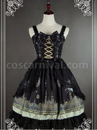 Bowknot Decorated Neckline Wide  Straps Lolita JSK / Jumper Skirt with Tulle Overlay - Arabian Nights by Souffle Song coscarnival