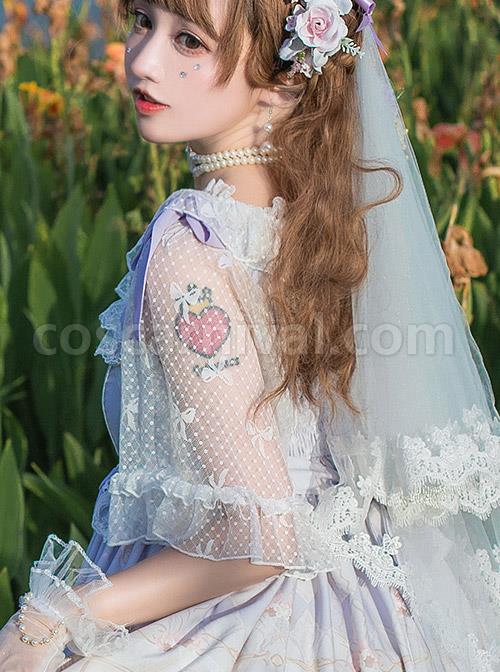 Bowknot Lace Off Shoulder Classic Lolita Short Sleeve Shirt coscarnival