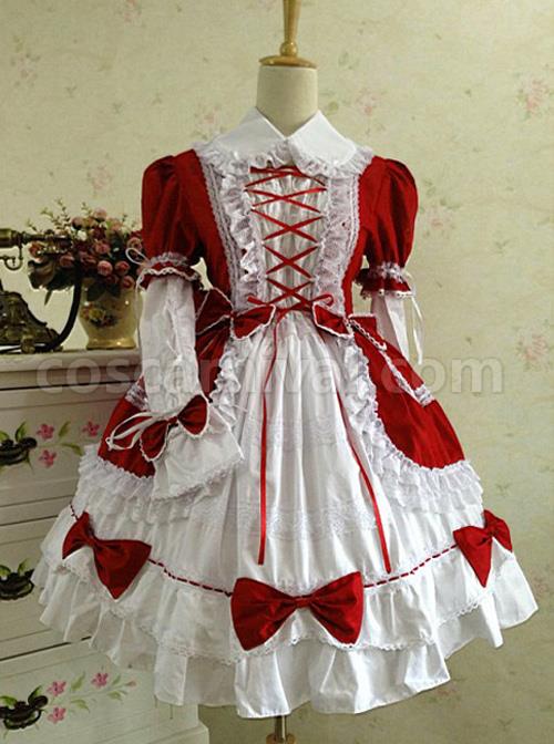 Bowknot Slim Gothic Lolita Short Sleeve Dress coscarnival