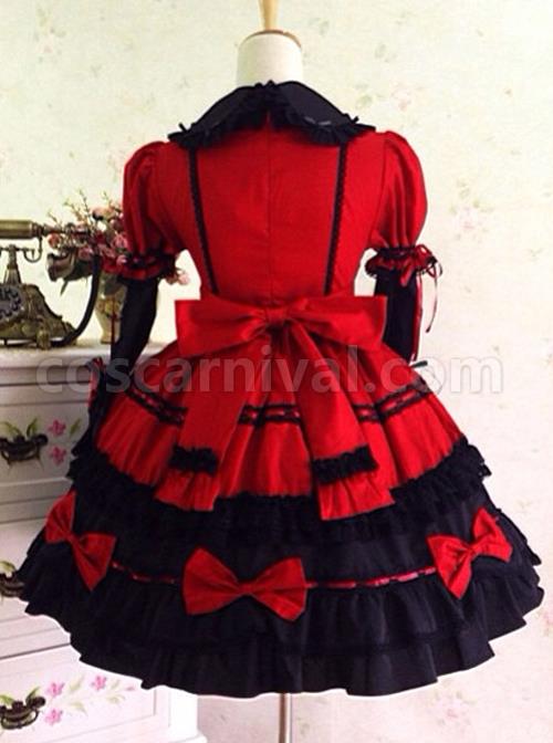 Bowknot Slim Gothic Lolita Short Sleeve Dress coscarnival