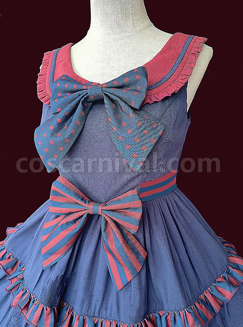 Britney-Series-Red-And-Blue-Striped-Pleated-Lace-Trim-Square-Neckline-Design-Polka-Dot-Bow-Knots-Classic-Lolita-Sleeveless-Dress-coscarnival-3393