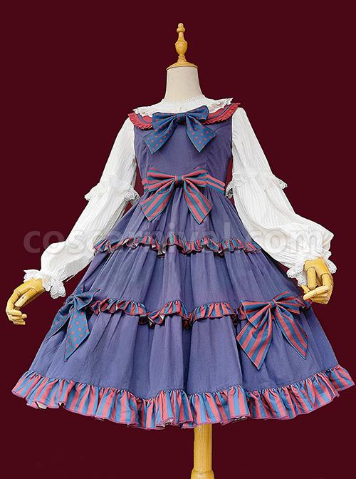 Britney-Series-Red-And-Blue-Striped-Pleated-Lace-Trim-Square-Neckline-Design-Polka-Dot-Bow-Knots-Classic-Lolita-Sleeveless-Dress-coscarnival-3396