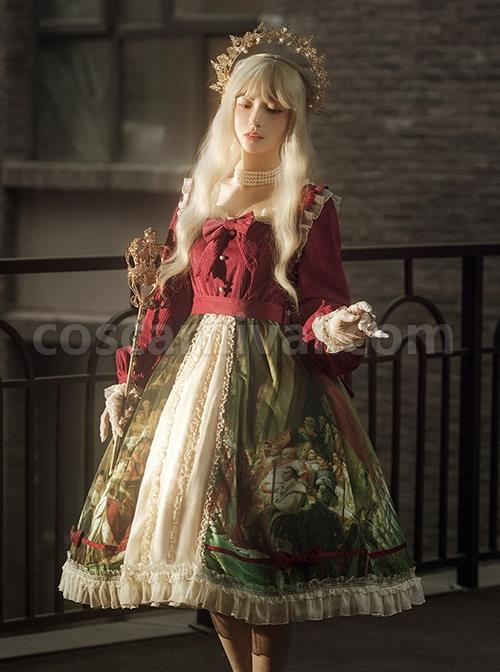 Brumaire-Coup-Series-Court-Red-Velvet-Retro-Upper-Body-Oil-Painting-Printed-Skirt-Hem-Classic-Lolita-Long-Sleeved-Dress-coscarnival-3384
