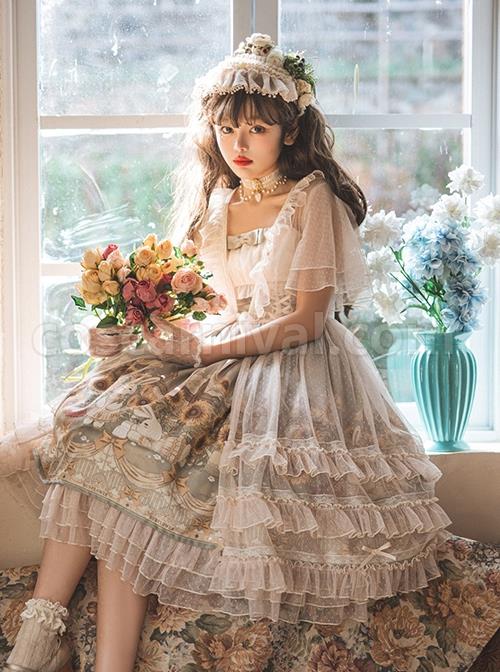 Bunny-Sunflower-Print-Bow-Knot-Waist-Frenulum-Polka-Dot-Ruffle-Smock-Classic-Lolita-Sleeveless-Dress-coscarnival-1400