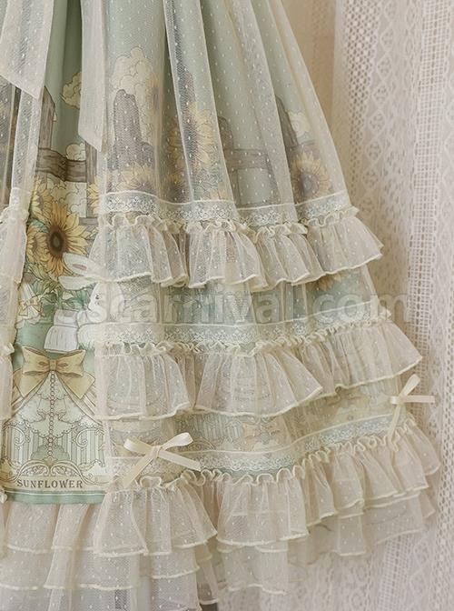 Bunny-Sunflower-Print-Bow-Knot-Waist-Frenulum-Polka-Dot-Ruffle-Smock-Classic-Lolita-Sleeveless-Dress-coscarnival-1436