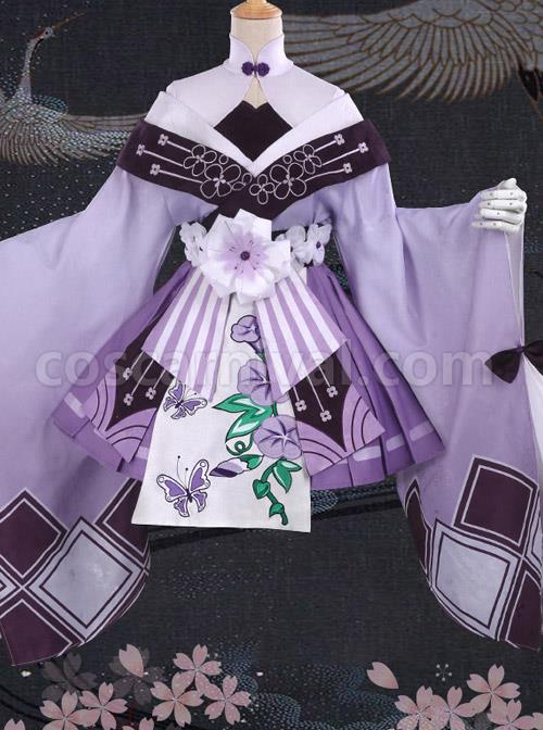 Butterfly-Embroidery-Cherry-Blossoms-Jacquard-High-Collar-Classic-Lolita-Purple-Kimono-coscarnival-4794