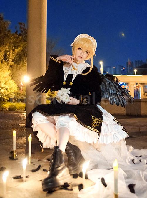 Cardcaptor Sakura Series OP Black Angel Gothic Lolita Long Sleeve Dress coscarnival