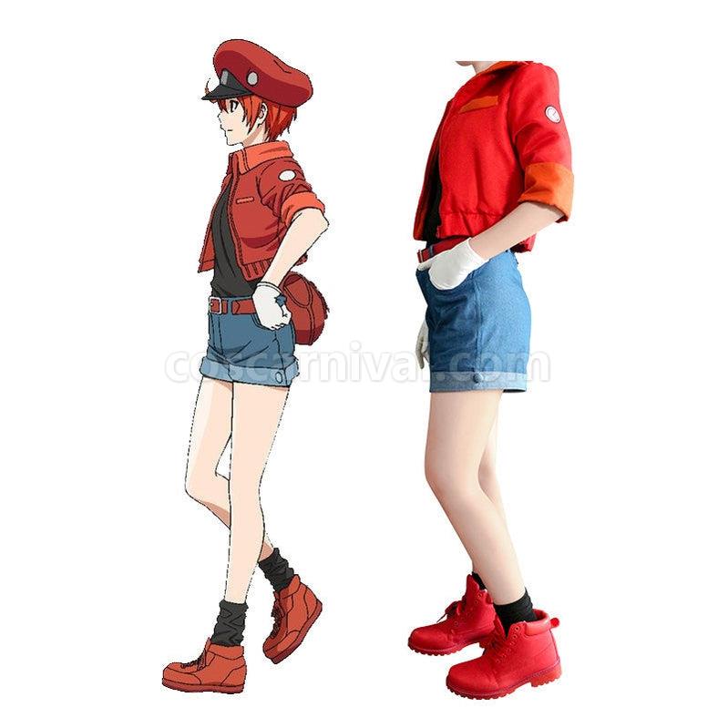 Cells at Work Red Blood Cell Uniform Cosplay Costume with Hat coscarnival011114971