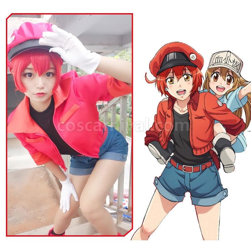 Cells at Work Red Blood Cell Uniform Cosplay Costume with Hat coscarnival011114988