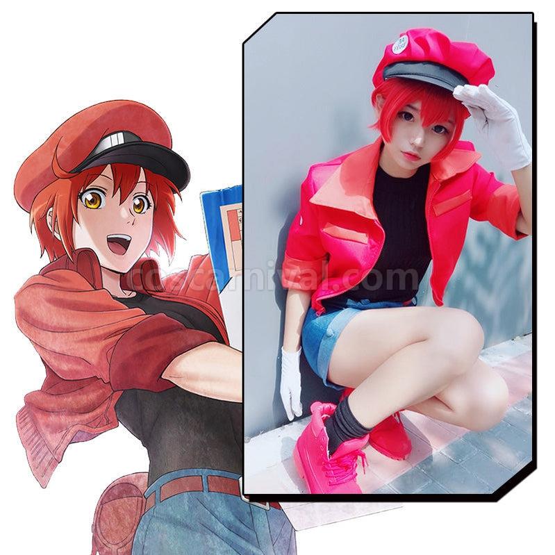 Cells at Work Red Blood Cell Uniform Cosplay Costume with Hat coscarnival011114995
