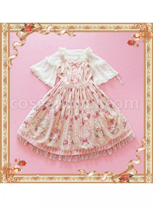 Champagne Pink Lovely Puff Sleeve Lolita Super Short Top coscarnival