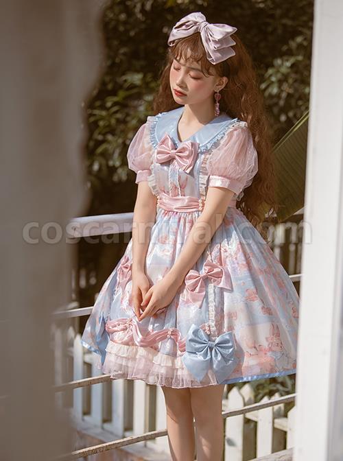Cherry-Blossom-Candy-Paper-Series-Sweet-Girl-Graphic-Print-Decoration-Bow-Knot-Doll-Neckline-Classic-Lolita-Short-Sleeve-Dress-coscarnival-1265