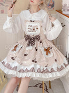 Cherry-Milk-Pie-Series-JSK-Cute-Polka-Dot-Pattern-Brown-Element-Bow-Tie-Pleated-Lace-Classic-Lolita-Sling-Dress-coscarnival-1367