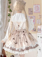 Cherry-Milk-Pie-Series-JSK-Cute-Polka-Dot-Pattern-Brown-Element-Bow-Tie-Pleated-Lace-Classic-Lolita-Sling-Dress-coscarnival-1391