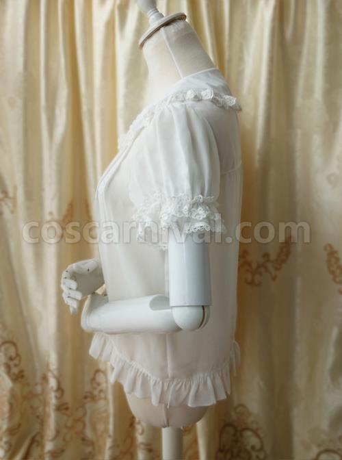 シフォン ドールカラー ルーズ クラシックロリータ ショートシャツ