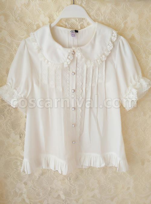 Chiffon Doll Collar Loose Classic Lolita Short Shirt coscarnival